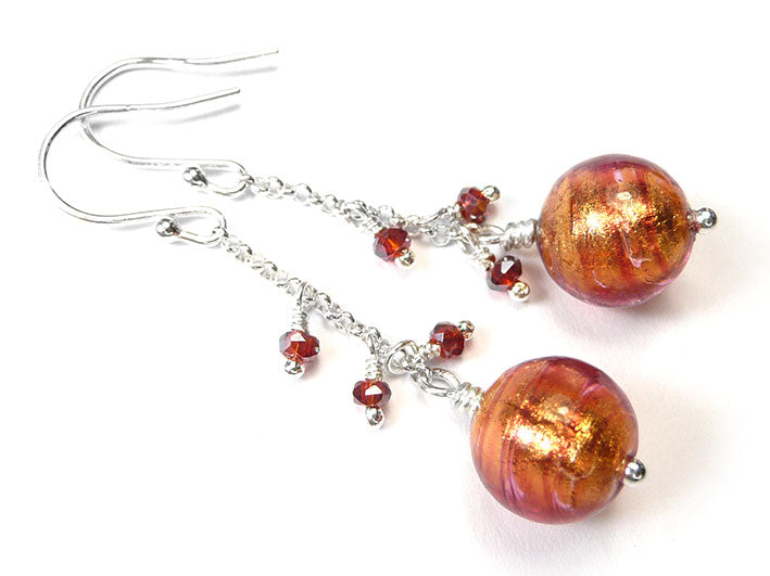 Murano Glass Bella Earrings - Copper