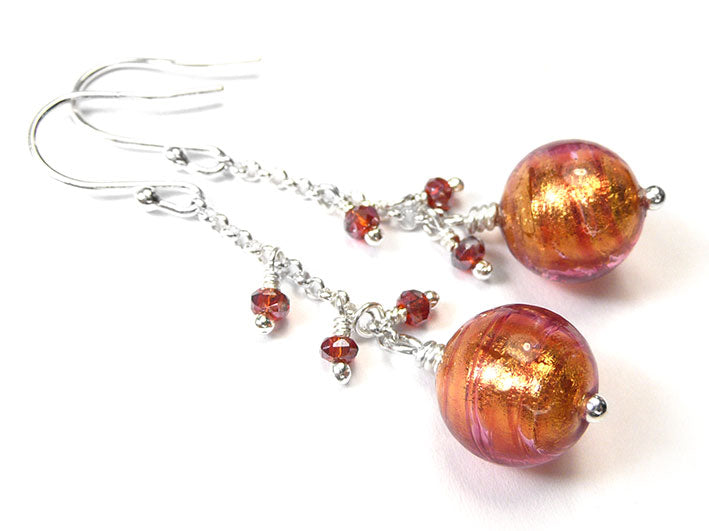 Murano Glass Bella Earrings - Copper