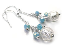 Murano Glass Bella Earrings - Crystal Aqua
