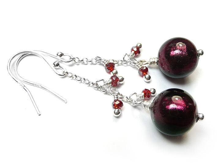 Murano Glass Bella Earrings - Dark Amethyst