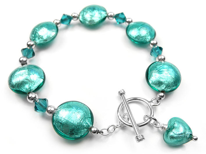 Murano Glass Pebble Bead Bracelet - Jade Green – Indigo Silver