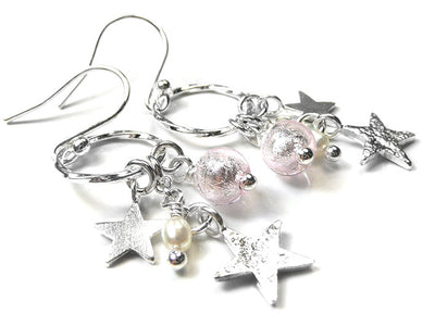 Murano Glass Celeste Earrings - Pale Pink Lite