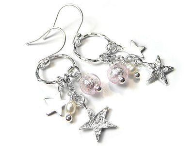 Murano Glass Celeste Earrings - Pale Pink Lite
