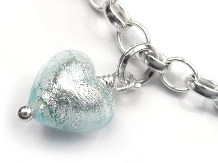 Murano Glass Charms - Aquamarine Heart