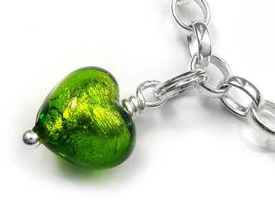Murano Glass Charms - Chartreuse Heart