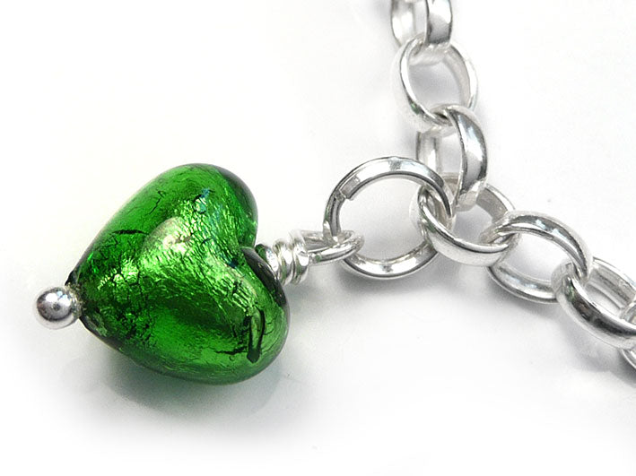 Murano Glass Charms - Emerald Heart