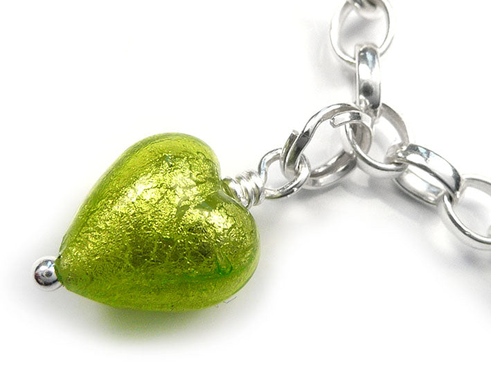 Murano Glass Charms - Lime Heart