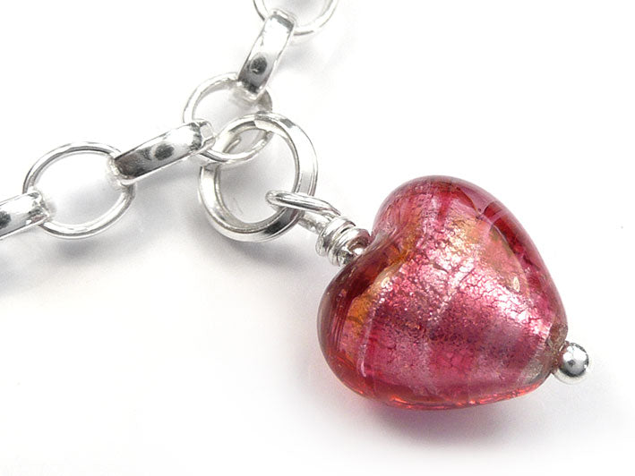 Murano Glass Charms - Raspberry Heart