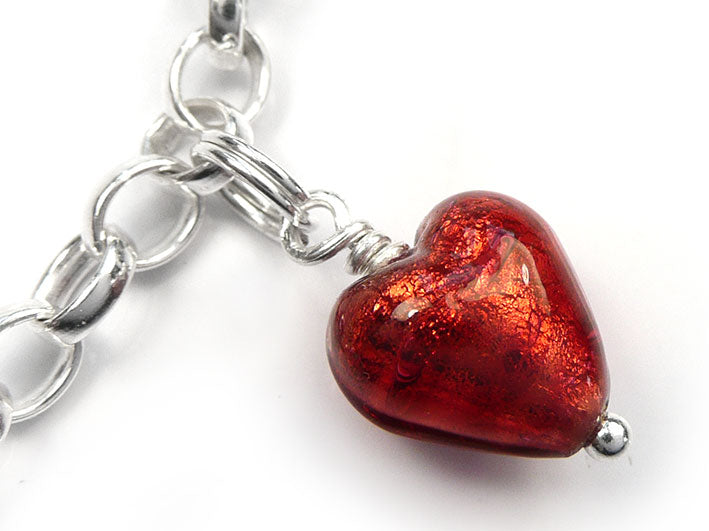 Murano Glass Charms - Rubino Heart