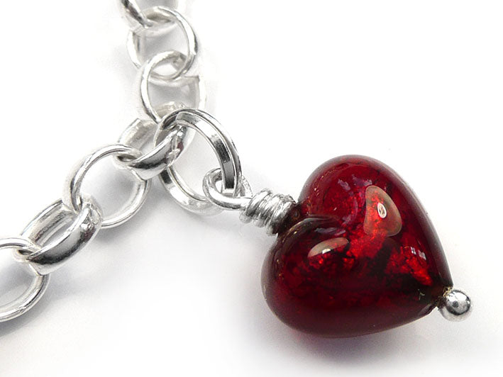 Murano Glass Charms - Ruby Heart