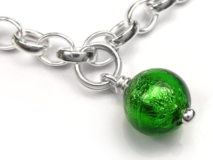 Murano Glass Charms - Emerald Round