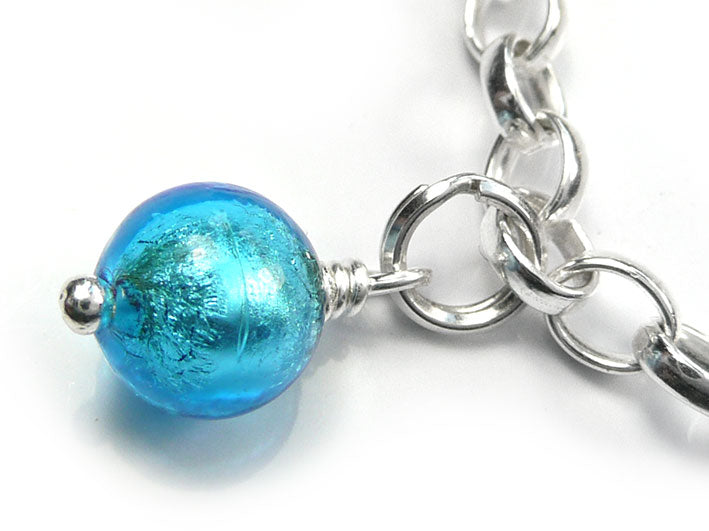 Murano Glass Charms - Turquoise Round