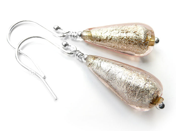 Murano Glass Drop Earrings - Champagne