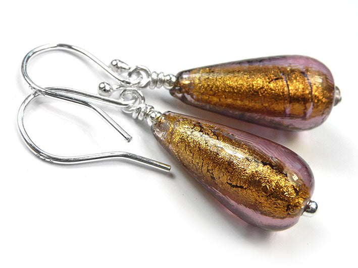 Murano Glass Drop Earrings - Chocolate