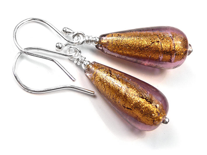 Murano Glass Drop Earrings - Chocolate