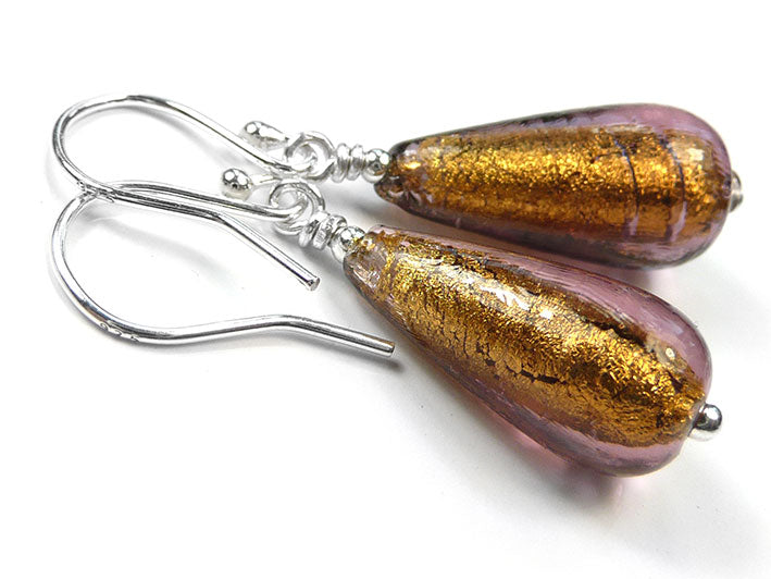 Murano Glass Drop Earrings - Chocolate