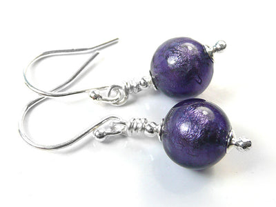 Murano Glass Earrings - Purple Velvet