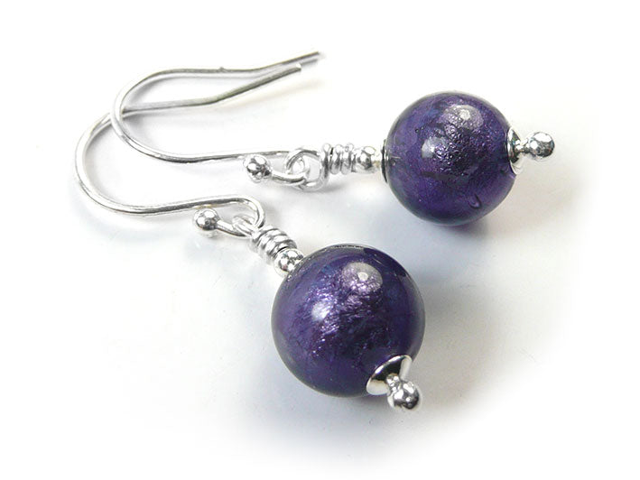 Murano Glass Earrings - Purple Velvet