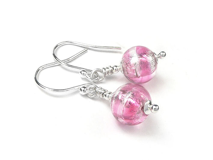 Murano Glass Earrings - Raspberry Ripple