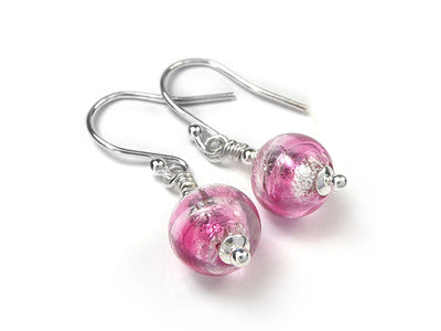 Murano Glass Earrings - Raspberry Ripple