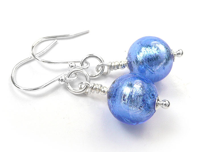 Murano Glass Earrings - Sapphire Medium