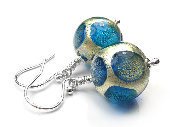 Murano Glass Earrings - Turquoise Spot