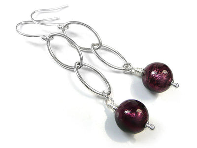 Murano Glass Ellisse Earrings - Amethyst
