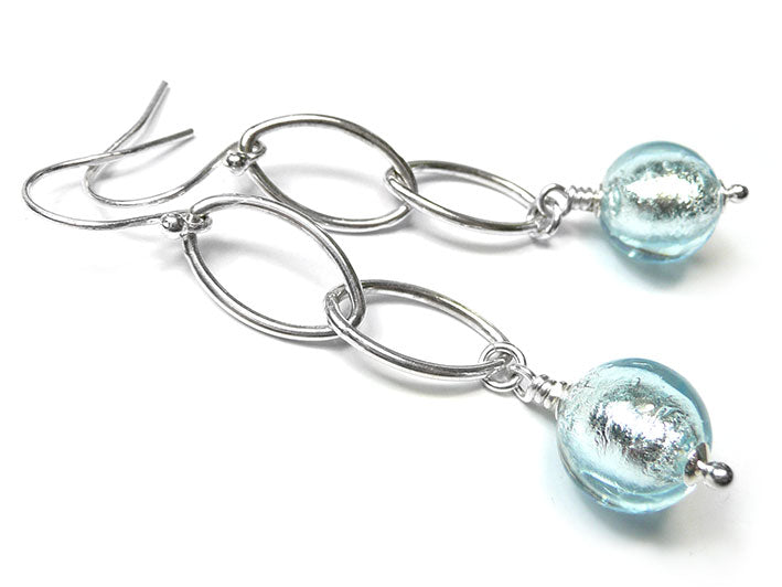 Murano Glass Ellisse Earrings - Aquamarine