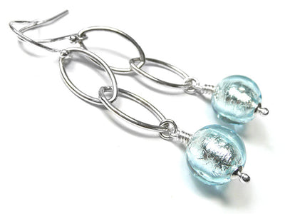 Murano Glass Ellisse Earrings - Aquamarine