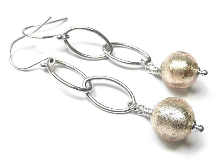 Murano Glass Ellisse Earrings - Champagne