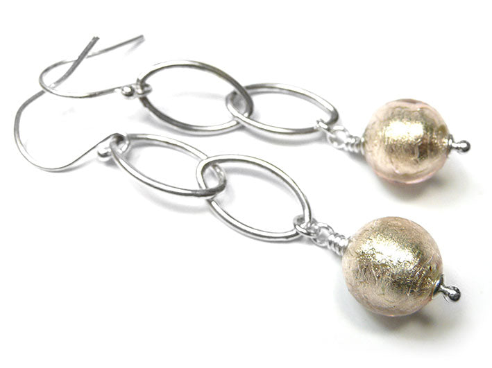 Murano Glass Ellisse Earrings - Champagne