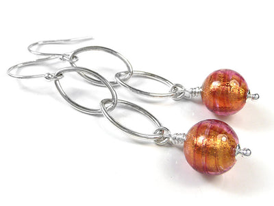 Murano Glass Ellisse Earrings - Copper