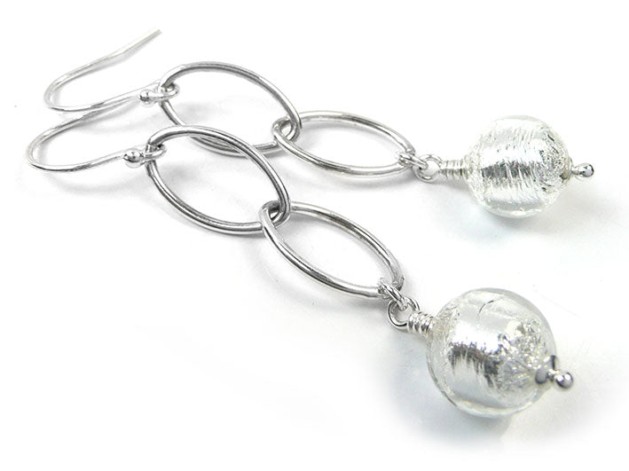 Murano Glass Ellisse Earrings - Crystal