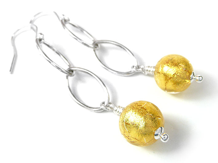 Murano Glass Ellisse Earrings - Gold