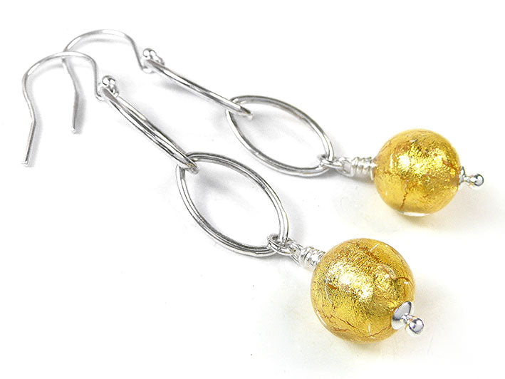 Murano Glass Ellisse Earrings - Gold