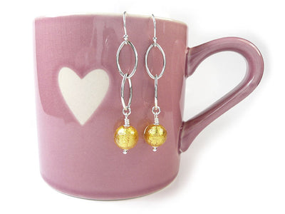 Murano Glass Ellisse Earrings - Gold