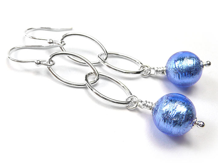 Murano Glass Ellisse Earrings - Sapphire