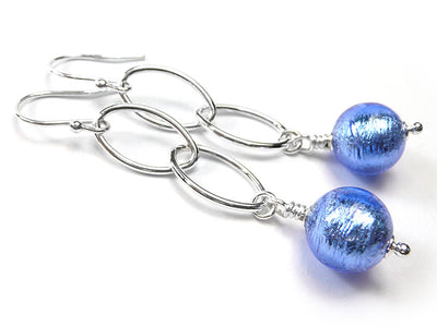 Murano Glass Ellisse Earrings - Sapphire
