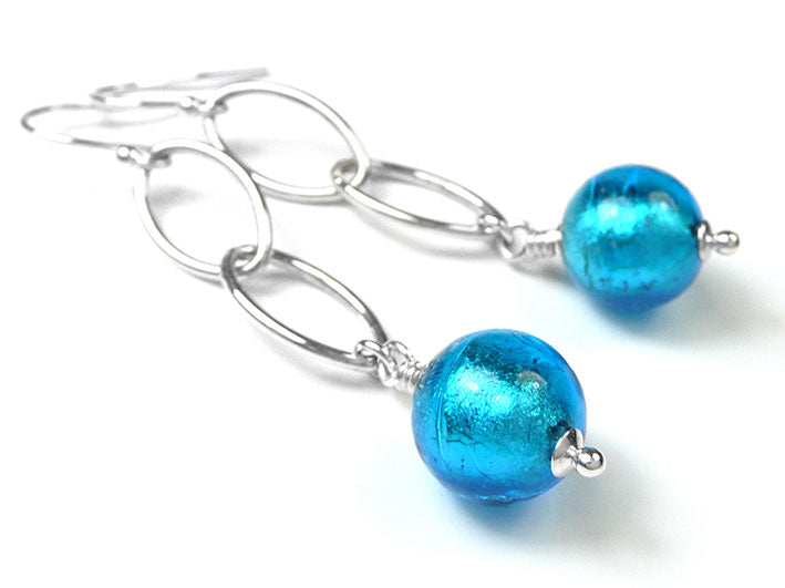 Murano Glass Ellisse Earrings - Turquoise