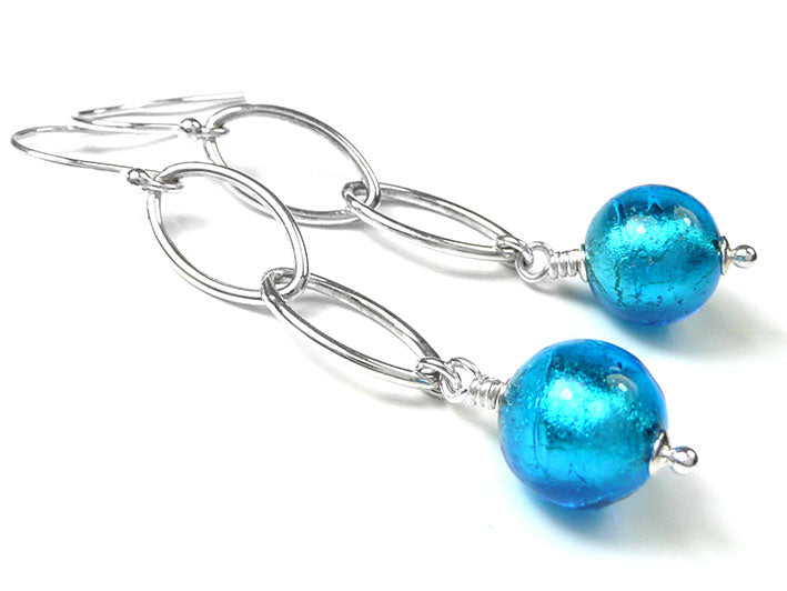 Murano Glass Ellisse Earrings - Turquoise
