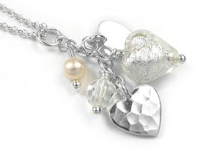 Murano Glass Heart Amore Pendant - Crystal