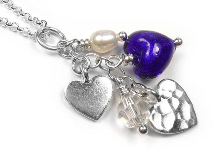 Murano Glass Heart Amore Pendant - Electric