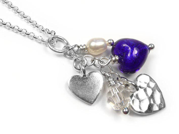 Murano Glass Heart Amore Pendant - Electric