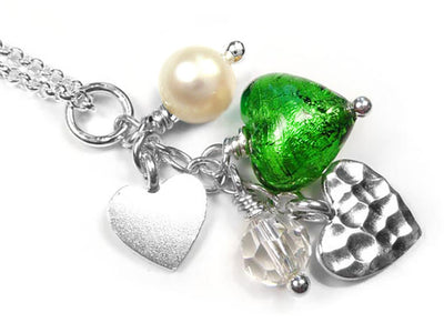 Murano Glass Heart Amore Pendant - Emerald