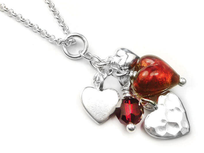 Murano Glass Heart Amore Pendant - Rubino