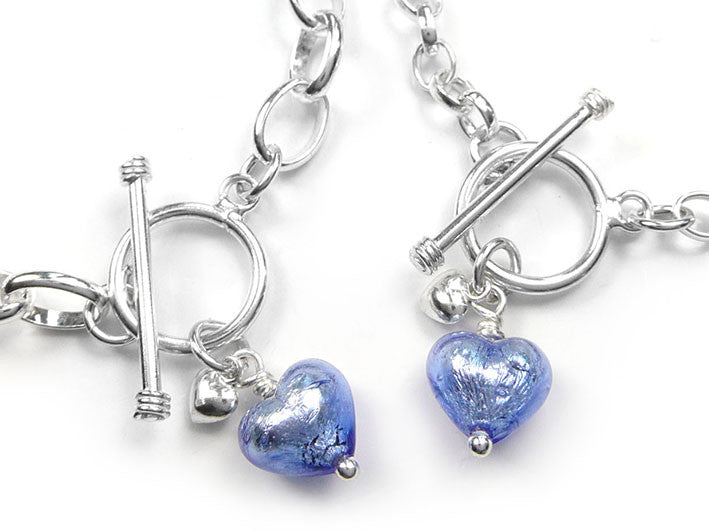 Murano Glass Heart Bracelet - Sapphire