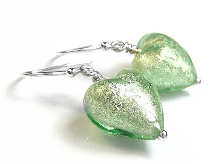 Murano Glass Heart Earrings - Mente Verde