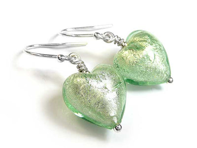Murano Glass Heart Earrings - Mente Verde