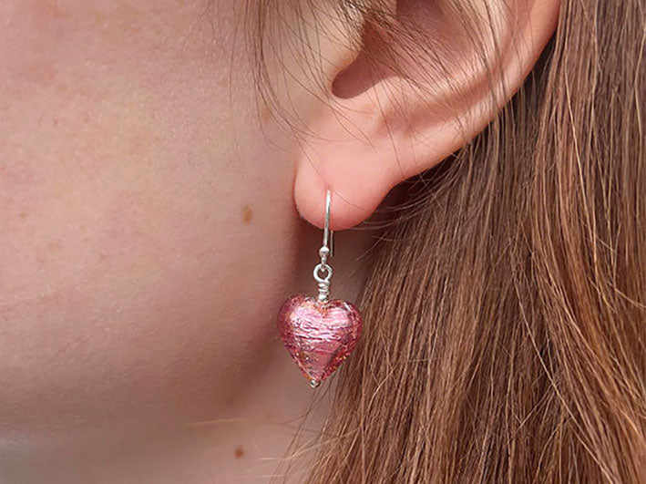 Murano Glass Heart Earrings - Model
