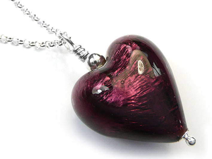 Murano Glass Heart Pendant - Amethyst